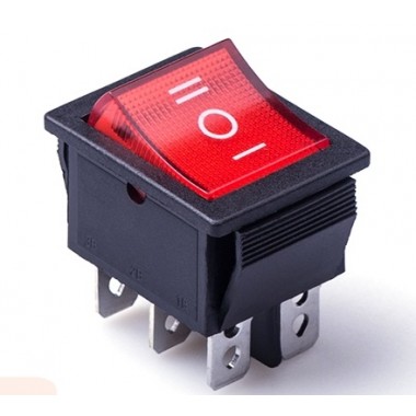 Перекидной электро перекл.(ON-OFF-ON) Черн-Красн,6конт,250V,15A,подсветка (бытов.) XW-604AA3 BRB6C оптом