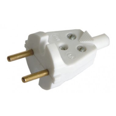 Штепсельная вилка В6-001 с кембриком белая 6А (Элект) оптом