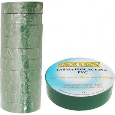Лента изоляционная ПВХ LEXTON зелёная 25m/19mm оптом
