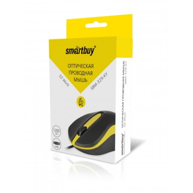Мышь проводная Smartbuy ONE 329 черно-желтая (SBM-329-KY) / 100 оптом Мышь проводная Smartbuy ONE 329 черно-желтая (SBM-329-KY) / 100 оптом