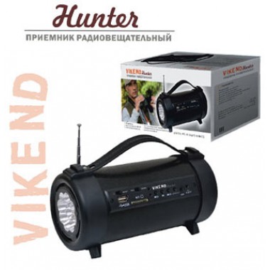 Радиоприемник "VIKEND HUNTER",бат.4*АА(не в компл.),220V,акб 1400мА/ч,USB,SD,со светод.фон. оптом
