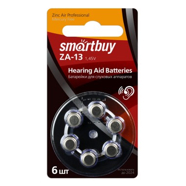 Батарейка для слуховых аппаратов Smartbuy A13-6B (60/3000) (SBZA-A13-6B) оптом