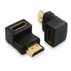 HDMI штекер - HDMI гнездо угловой (пластик-золото, ПВХ-упаковка) APP-365