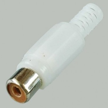 RCA(тюльпан) гнездо,на кабель 3.2мм, (белый пластик-никель) APP-090_W оптом