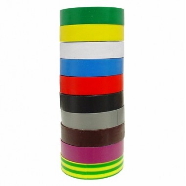Лента изоляционная ПВХ LEXTON разноцветная,10 цветов, упаковка 10шт. 10m/19mm оптом