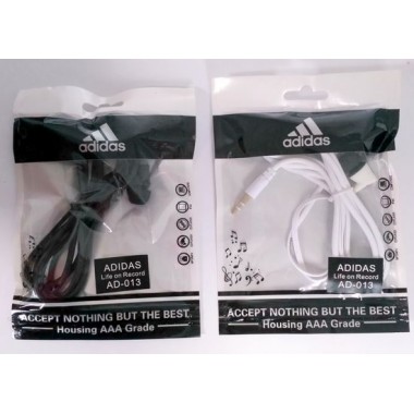 Наушники Adidas AD-013 в пакете(красивый дизайн и на шнуре надпись ADIDAS),черные оптом