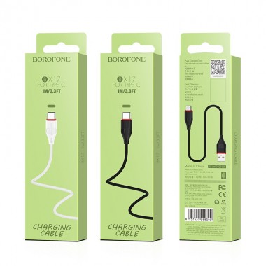 Кабель Borofone BX17 USB (m)-Type-C (m) 1.0м 2.0A силикон,черный оптом Кабель Borofone BX17 USB (m)-Type-C (m) 1.0м 2.0A силикон,черный оптом