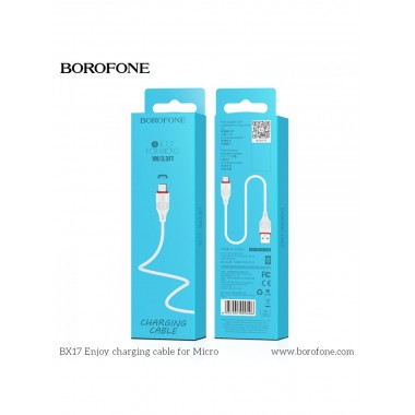Кабель Borofone BX17 USB (m)-microUSB (m) 1.0м 2.0A силикон,белый оптом