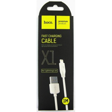 Кабель HOCO X1 Rapid series,Lightning, для iPhone,IPod,1.0м, круглый, 2.1A,силикон,белый оптом Кабель HOCO X1 Rapid series,Lightning, для iPhone,IPod,1.0м, круглый, 2.1A,силикон,белый оптом