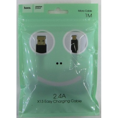Кабель HOCO X13 USB (m)-microUSB (m) 1.0м 2.4A силикон,черный оптом