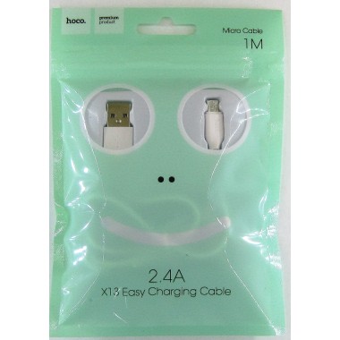 Кабель HOCO X13 Easy USB (m)-micro USB (m) 1.0м 2.4A ПВХ,белый оптом Кабель HOCO X13 Easy USB (m)-micro USB (m) 1.0м 2.4A ПВХ,белый оптом