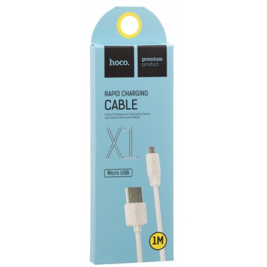 Кабель HOCO X1 USB (m)-microUSB (m) 1.0м 2.1A силикон,белый оптом