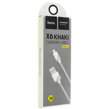 Кабель HOCO X6 USB (m)-microUSB (m) 1.0м 2.4A силикон,белый оптом
