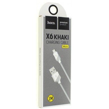 Кабель HOCO X6 USB (m)-microUSB (m) 1.0м 2.4A силикон,белый оптом Кабель HOCO X6 USB (m)-microUSB (m) 1.0м 2.4A силикон,белый оптом