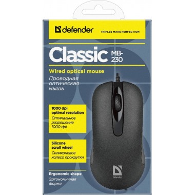 Мышь проводная Defender MB-230 Classic классическая USB,черный оптом Мышь проводная Defender MB-230 Classic классическая USB,черный оптом
