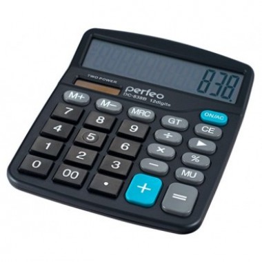 Калькулятор Perfeo SDC-838B, 12-разр., черный оптом