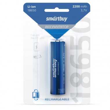 Аккумулятор Smartbuy Li-ion 18650-2200 mAh 1Bl оптом