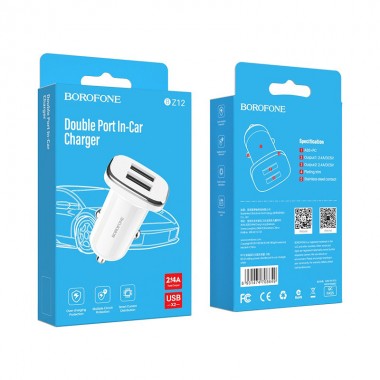 Автомобильное З/У Borofone BZ12 2USB 2.4A,белый оптом
