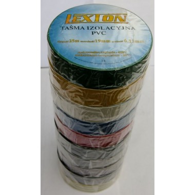 Лента изоляционная ПВХ LEXTON  Tecza , разноцветная,10 цветов,упаковка 10шт. 25m/19mm оптом