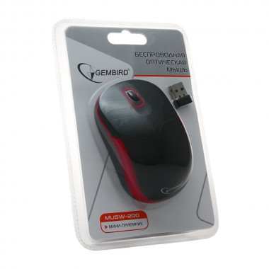 Мышь беспроводная Gembird MUSW-200BKR, soft touch, черн/красн, 2кн.+колесо-кнопка, 2.4ГГц оптом