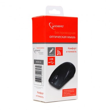 Мышь беспроводная Gembird MUSW-320, 2.4ГГц, черный, 2 кнопоки+колесо-кнопка, 1000 DPI, батарейки в комплекте оптом