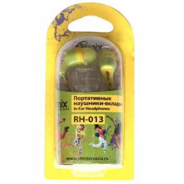 Наушники Ritmix RH-013,зелен/желт оптом