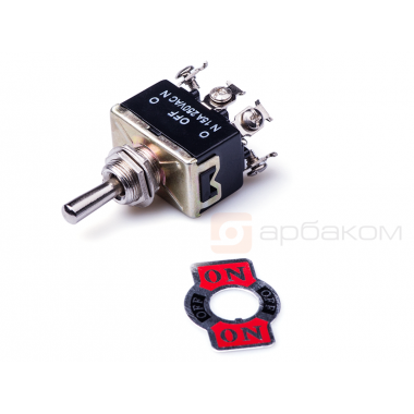 Тумблер 6 контактов ON-OFF-ON 250V,10A черный "1322" CY06D3 оптом Тумблер 6 контактов ON-OFF-ON 250V,10A черный "1322" CY06D3 оптом