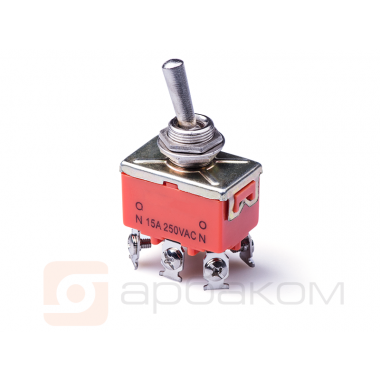 Тумблер 6 контактов ON-ON 250V,10A черный "1321" CY06D2 оптом Тумблер 6 контактов ON-ON 250V,10A черный "1321" CY06D2 оптом