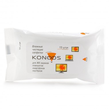 Чистящие салфетки Konoos для ЖК экранов,уп 15 шт. оптом Чистящие салфетки Konoos для ЖК экранов,уп 15 шт. оптом
