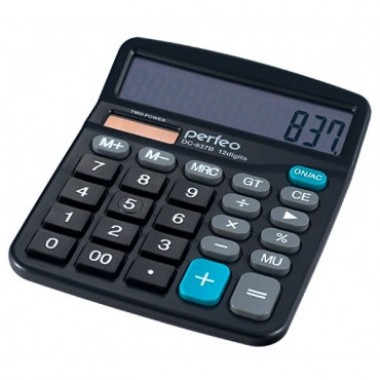 Калькулятор Perfeo SDC-837B, 12-разр., черный оптом