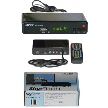 SKYTECH  95G DVB-T2(дисплей,кнопки "CH+","CH-","ON/OFF";HDMI, RCA, AUDIO R/L,RF IN, RF LOOP,пластик) оптом