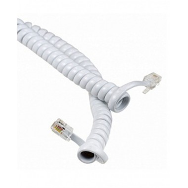 Шнур Телефонный витой 4м (для трубки) , белый 4Р4С-4Р4С оптом