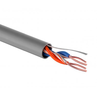 Кабель UTP 2PR кабель 24AWG(0.51mm solid) ССА 30%Сu CAT5e  305м (серый ПВХ) АРС-063 оптом